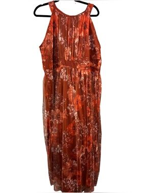 Rust Floral Halter Maxi Dress